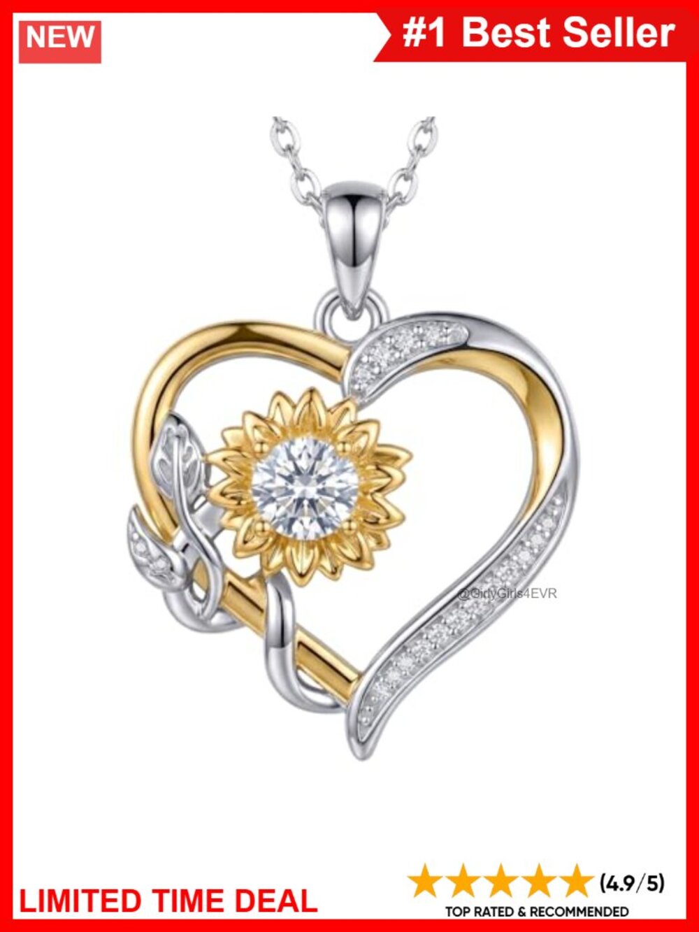 Sunflower Pendant Necklace 14K Gold Filled 18" Gift for Women